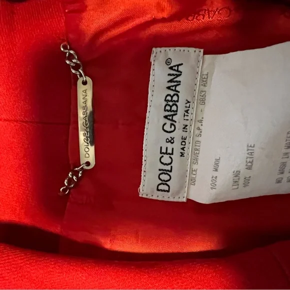DOLCE & GABBANA RED 100% WOOL Blazer and skirt.